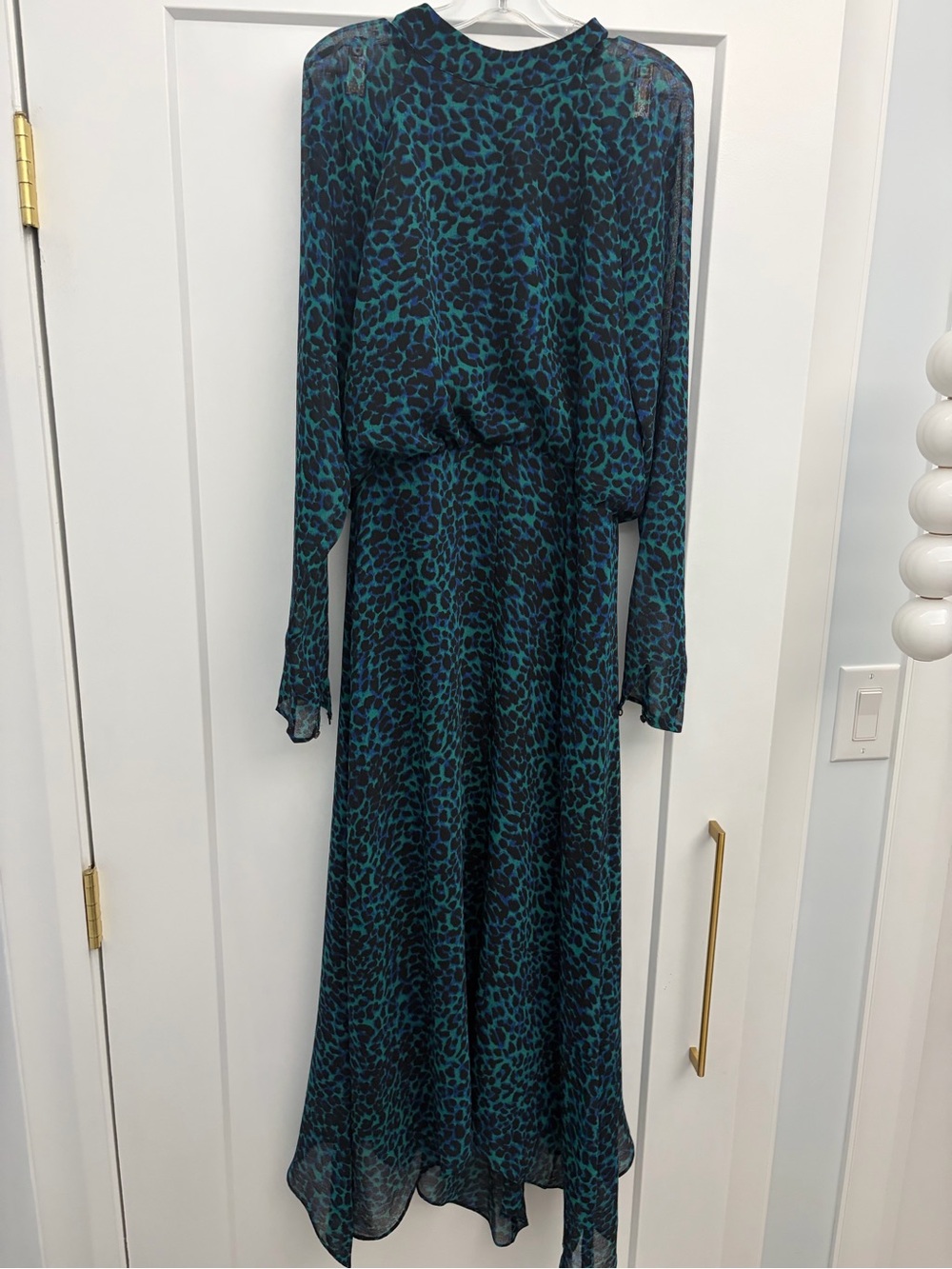 Whistles Leopard Print Long Sleeve Midi Dress